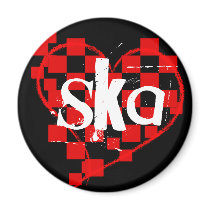 ska : checkered heart : refrigerator magnet