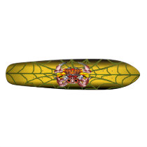 Skate Board with Tarantula Spiders and Web