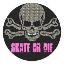 skate or die rock textured skull stickers