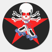 Skate or die with jammer star round sticker