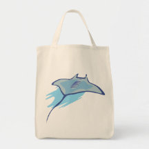 Skate Skates Rays Batoidea Ocean Art Blue Fish Canvas Bags
