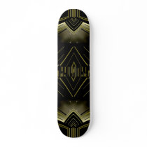 Skateboard Art Deco Black Gold