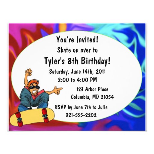 Skateboard Birthday Invitation