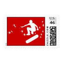 skateboard. board with birds. postage