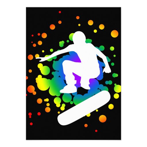 skateboard bubbles personalized invitation (front side)