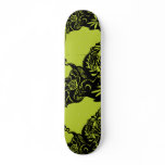 skateboard design black flowery-green