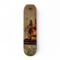 Skateboard Fantasy Art Elf Girl At Temple