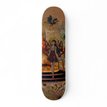 Skateboard Fantasy Art Pixie Girl At Temple Dragon