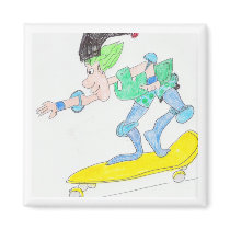 skateboard gnome boy magnets
