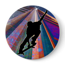 Skateboard on a Building Ray Pinback Buttons