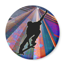 Skateboard on a Building Ray Fridge Magnets