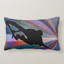 Skateboard on a Building Ray Throw Pillows