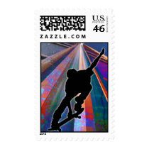 Skateboard on a Building Ray Postage