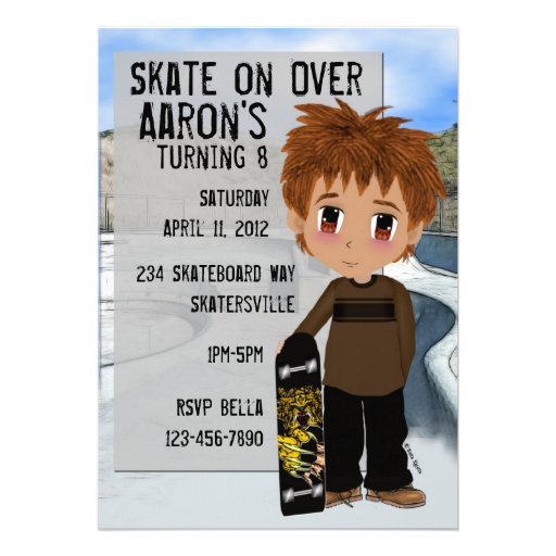 Skateboard Party Personalized Announcement