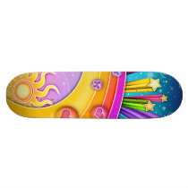 Skateboard - Retro Pop Art Sixties Sky