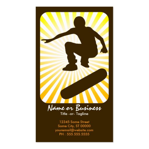 skateboard : retro rays : business card (front side)