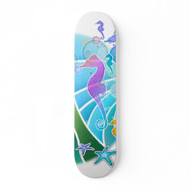 Skateboard - Under the Sea Pop Art Seahorse