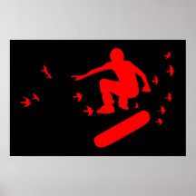 skateboard with birds poster