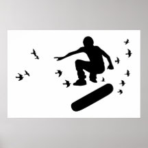 skateboard with birds print