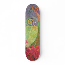 Skateboard with Fantasy Landscape Design