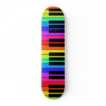 Skateboard With Large Multicolored Keyboard Design
