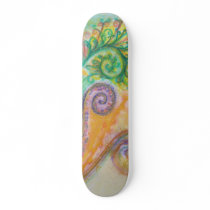 Skateboard with Swirly Feathery Design