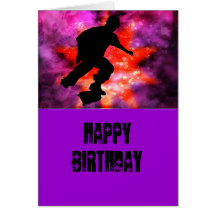 Skateboarder in Cosmic Clouds Greeting Card