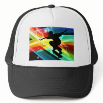 Skateboarder in Criss Cross Lightning Hats