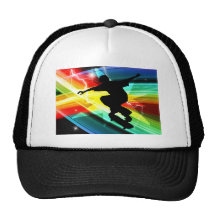 Skateboarder in Criss Cross Lightning Hats