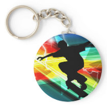 Skateboarder in Criss Cross Lightning Keychain