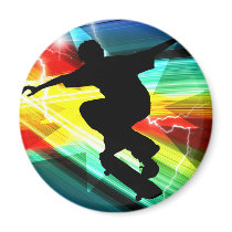 Skateboarder in Criss Cross Lightning Refrigerator Magnets