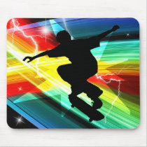 Skateboarder in Criss Cross Lightning Mouse Pad