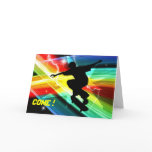 Skateboarder in Criss Cross Lightning Party Greeting Card