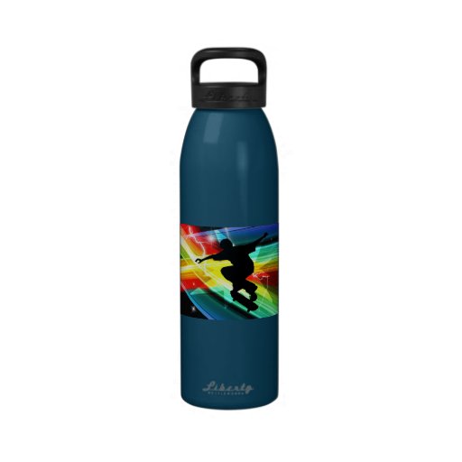 Skateboarder in Criss Cross Lightning Reusable Water Bottles