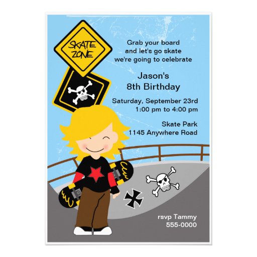 Skateboarding Birthday Party Invitation