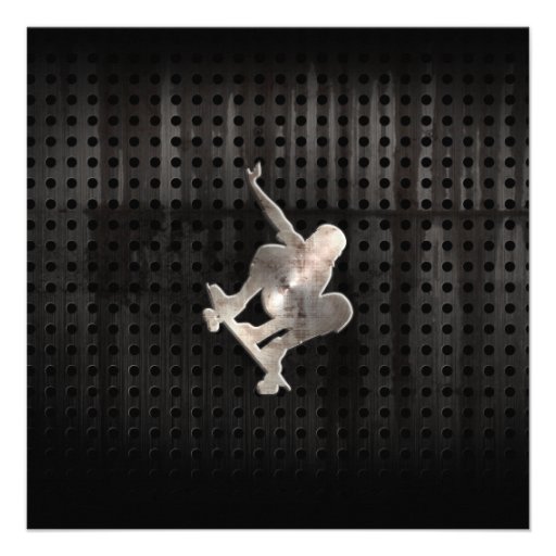 Skateboarding; Cool Black Custom Invitations