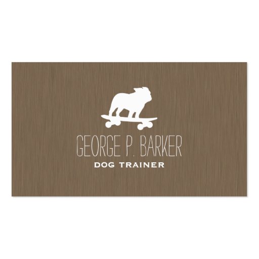 Skateboarding English Bulldog Silhouette Business Cards (front side)