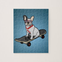 Skateboarding French Bulldog Dog Puzzle