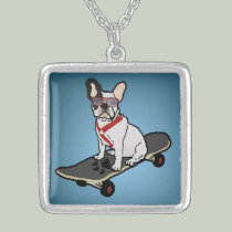 Skateboarding French Bulldog Necklace necklaces