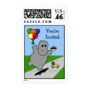 Skateboarding Hippo Party Postage postage by BirthdayStampStore Skateboarding Hippo Party Postage postage