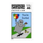 Skateboarding Hippo Party Postage