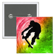Skateboarding in a Psychedelic Cyclone Buttons