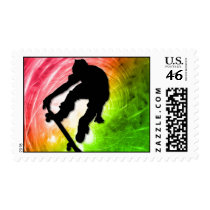 Skateboarding in a Psychedelic Cyclone Stamps