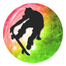 Skateboarding in a Psychedelic Cyclone Round Sticker