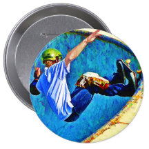 Skateboarding in the Bowl Pinback Button