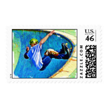 Skateboarding in the Bowl Stamp