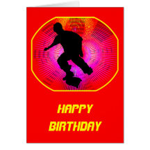Skateboarding on Fluorescent Starburst Greeting Cards