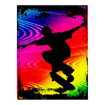 Skateboarding on Rainbow Grunge Background posters by ElainePlesser Skateboarding on Rainbow Grunge Background posters