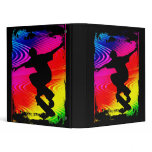 Skateboarding on Rainbow Grunge 3 Ring Binders