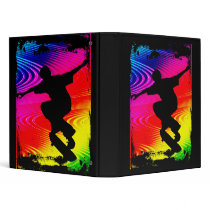 Skateboarding on Rainbow Grunge 3 Ring Binders